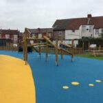 Yellow and Blue Wet Pour Rubber Safety Surfacing