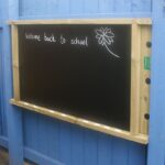 Jumbo Chalk Wall On a blue fence