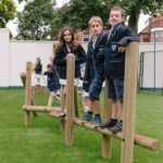 Children on inclined balance twister