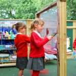Children Paining on the Poly Painting Station in a play area