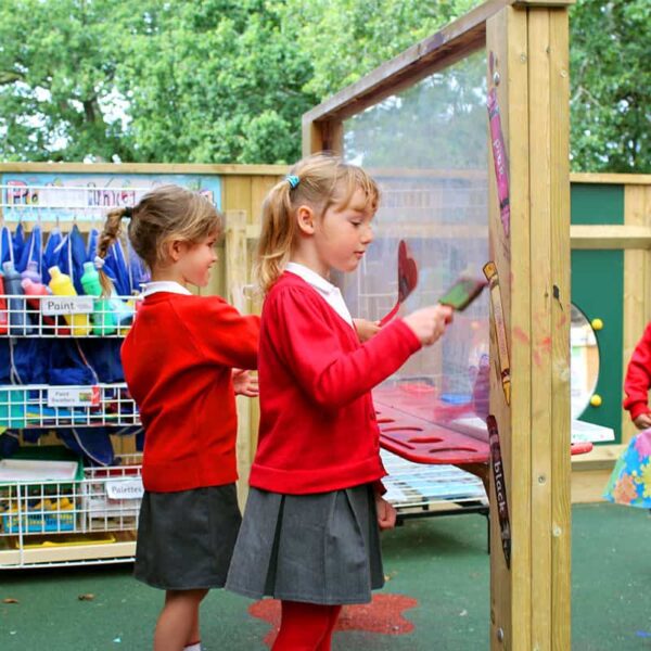 Children Paining on the Poly Painting Station in a play area