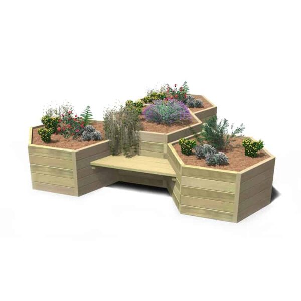 Hexagonal Seat and Planter Unit