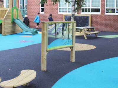 Giant Mirror Panel in a school playground