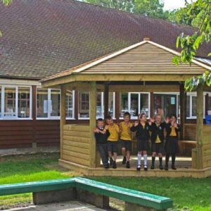 Gazebo With Desk and Bench - Outdoor Classroom