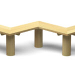 Post-Mounted Timber Bench In An Asymmetrical Shape