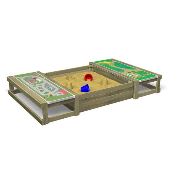 Product image of the covered sandpit with gametops