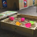 Real life picture of the Covered sandput with gametops with toys in