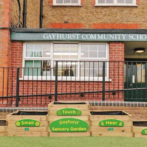planter stax outside Gayhurst School