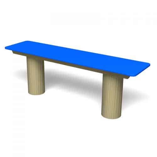 Post-Mounted Timber Bench with HDPE Blue Plastic Top