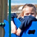 Girl Playing On Climbing Ship Traverse Wall