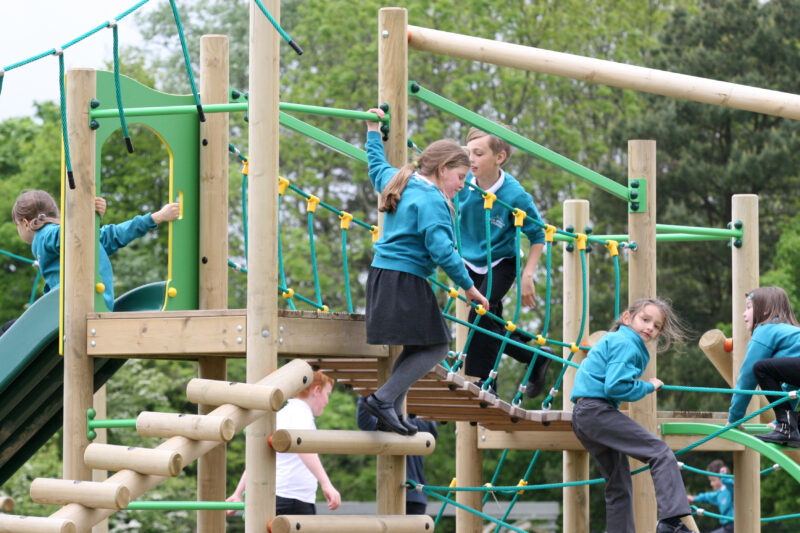 Children Playing on Treetops 4 Playground Equipment